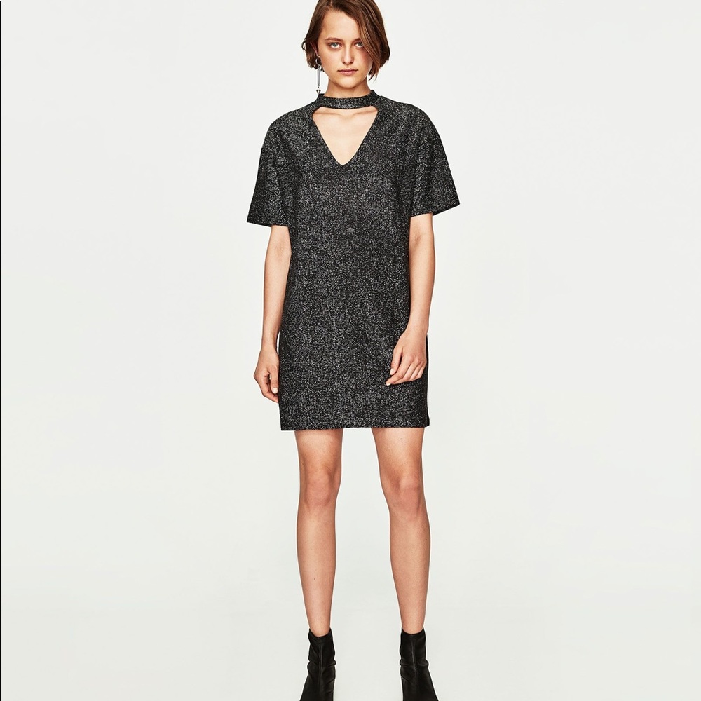 Zara Black and Silver Midi Dress